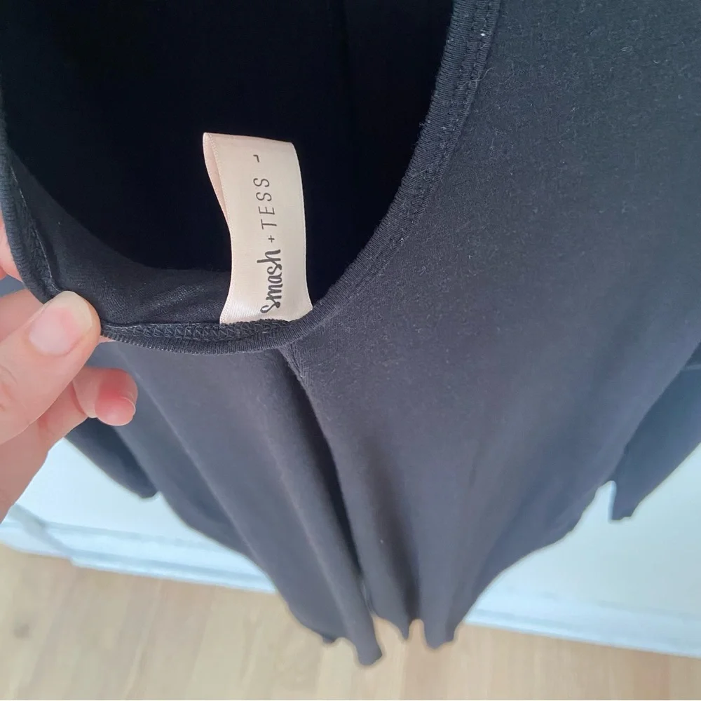 Smash + Tess Audrey Romper Black Bamboo Blend Jumpsuit Large Loungewear Pockets - Picture 10 of 11